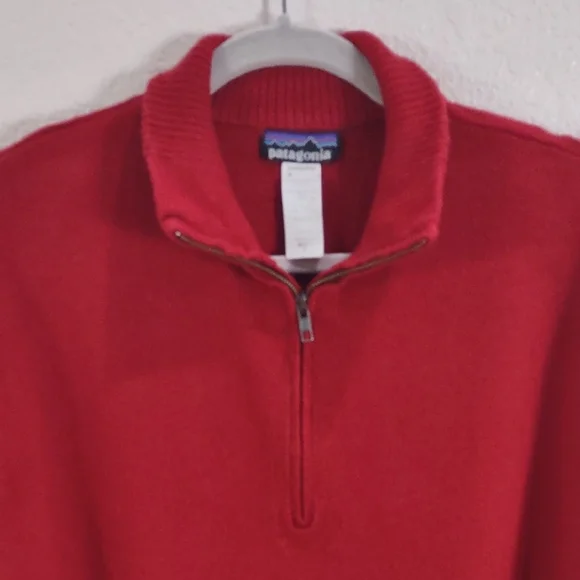 Patagonia 80%Lambswool,20%Nylon, Size XL,Red Half-Zip Sweater - Picture 3 of 17